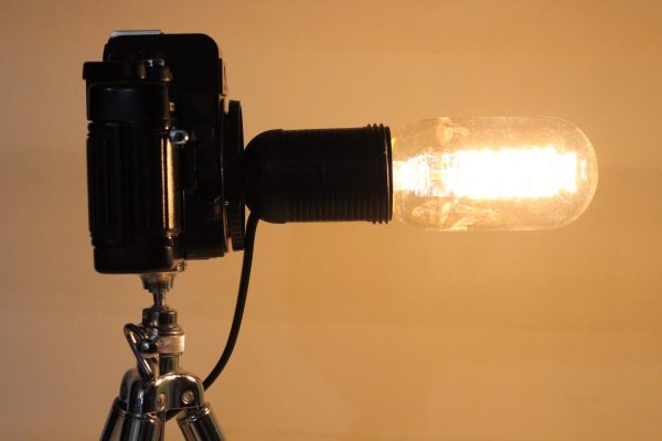 Vintage Camera Repurposed Upcycled Edison Desk Lamp - Retro - Praktica